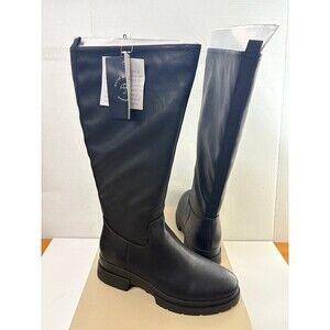 Naturalizer Soul Women's Orchid Black Chunky Bottom Knee High Boot 9W Wide Calf
